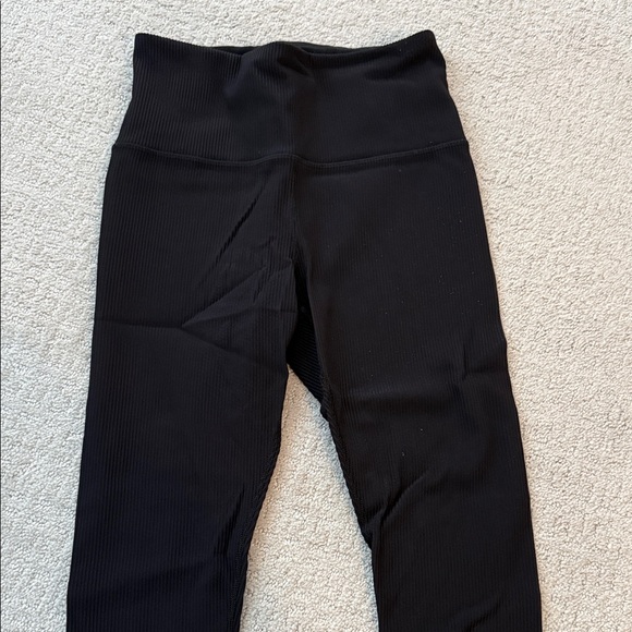 Women's Athleta Black Ribbed High-Waisted Leggings - Picture 3 of 4